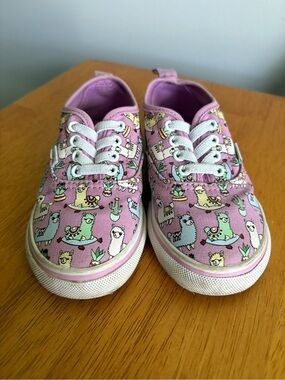 Vans Kids Pink Llama Print Canvas Sneakers